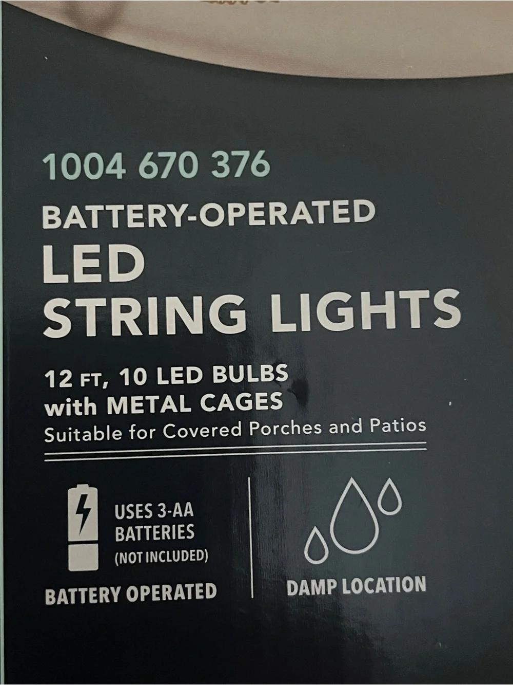 Hampton Bay Indoor 12 ft. Battery Operated LED String Lights